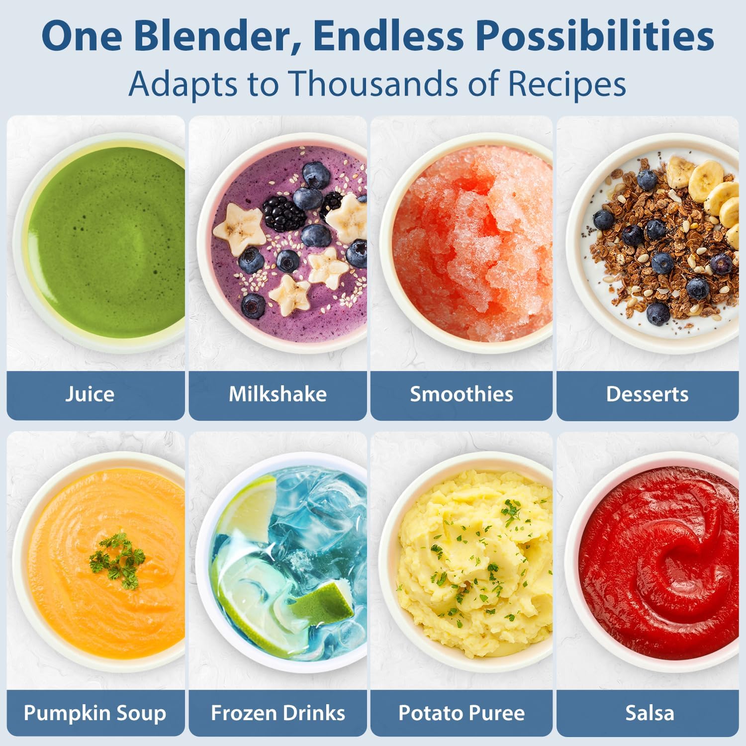 Aeitto Blenders for Kitchen with 68Oz. Jar, 1800W Max Power Smoothie Blender, 3 Preset Programs & 7 Speeds, Professional Countertop Blender for Smoothies, Ice Crush, Frozen Drinks, Generation2 Silver