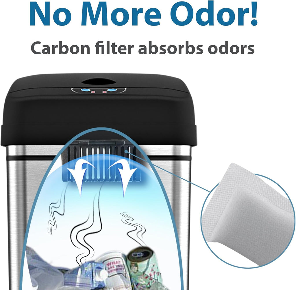 SensorCan Official AbsorbX Trash Can Deodorizer 3-Pack, All Natural Activated Charcoal Odor Absorber Stops Garbage Smells, Air Filter Freshener for 8 Gal and Larger Waste Bins with Compartment