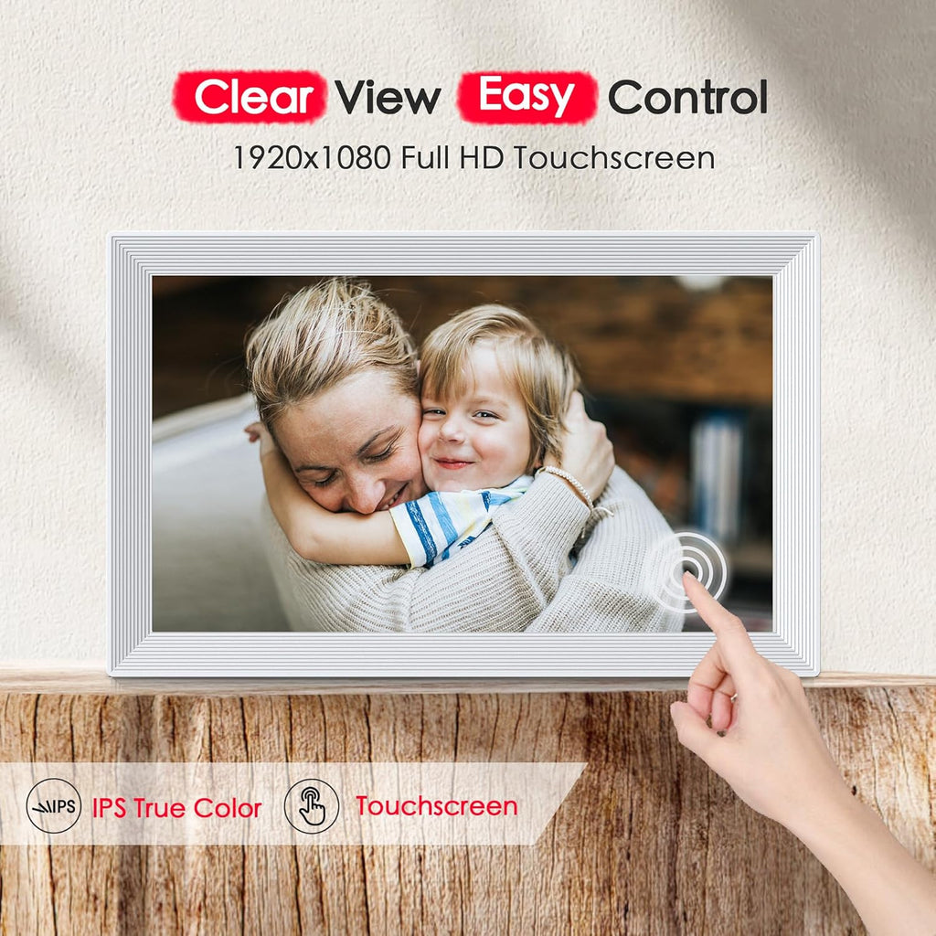 Digital Picture Frame, Frameo 15.6 inch Large Digital Photo Frame WiFi, 1920*1080 IPS FHD Touchscreen, 32GB Storage, Instant Share Pictures Video, Photo Frame Electronic, House Warming, Gift for Mom