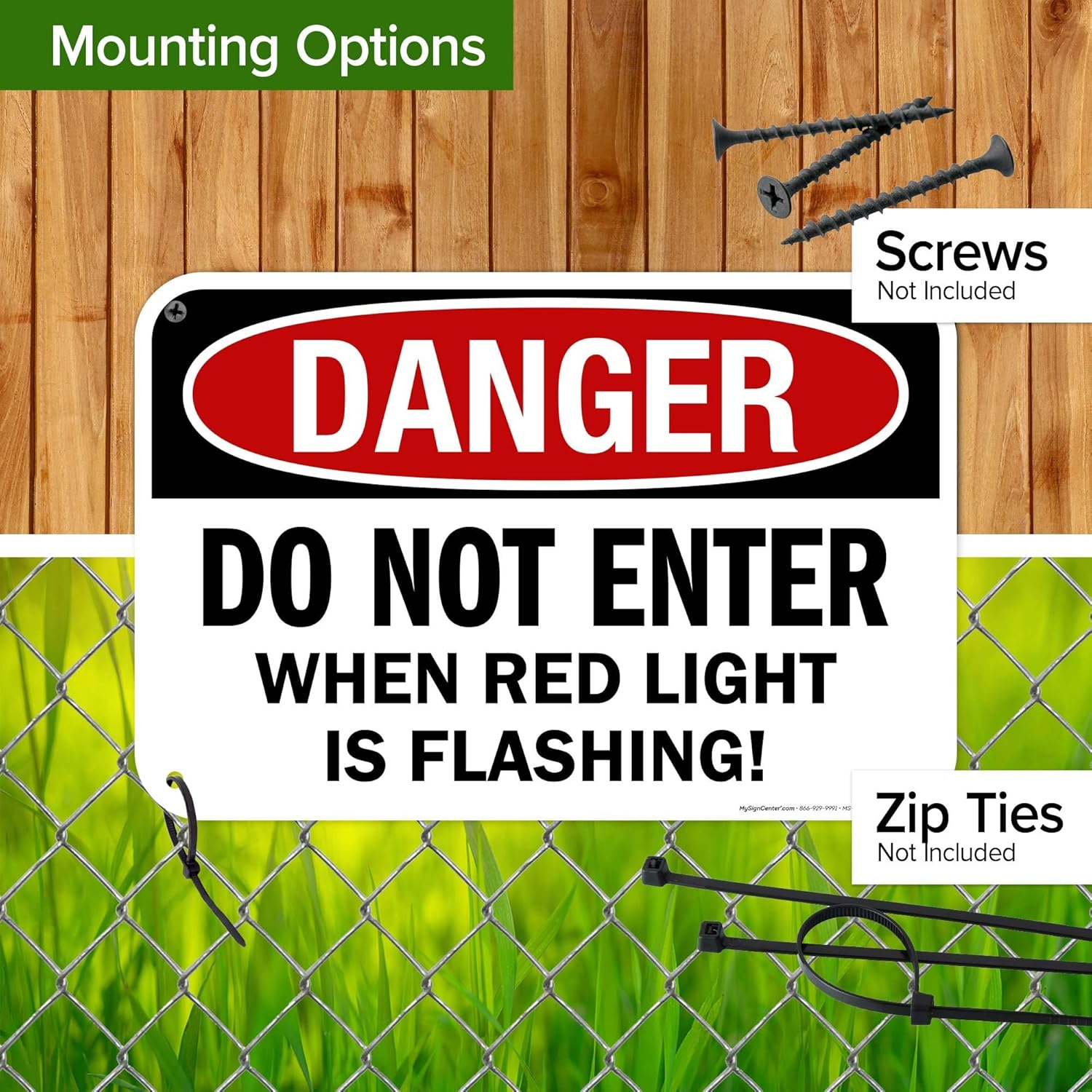 Danger Do Not Enter When Red Light is Flashing Sign, 12x18 Inches, 55 mil thick HDPS (high density polystyrene), Made in USA by My Sign Center