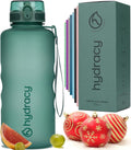 Hydracy Water Bottle with Time Marker -Large BPA Free Water Bottle & No Sweat Sleeve -Leak Proof Gym Bottle with Fruit Infuser Strainer & Times to Drink -Ideal for Fitness Sports & Outdoors
