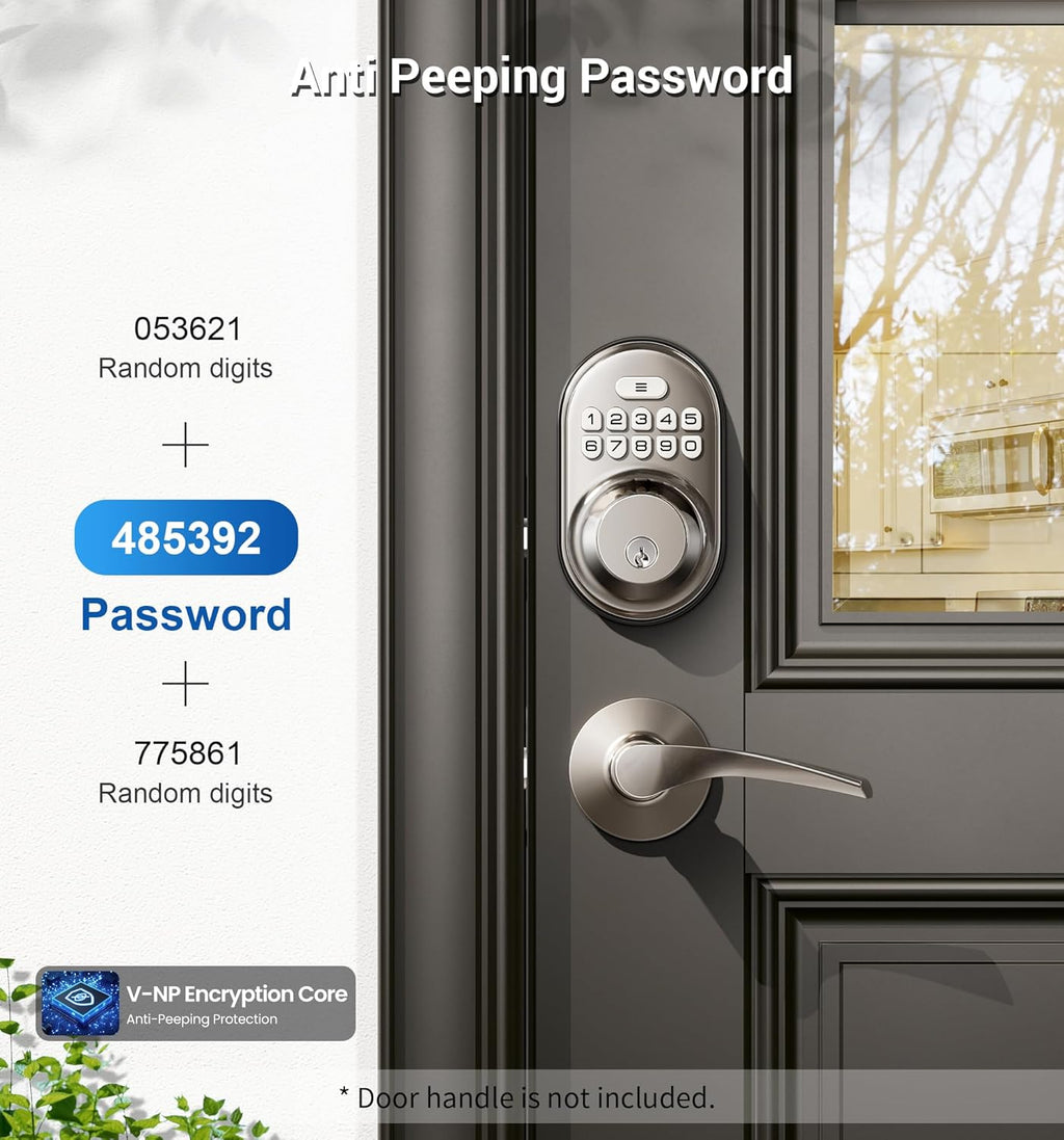 Veise Keyless Entry Door Lock, Electronic Keypad Deadbolt, Keyed Entry, Auto Lock, Anti-Peeking Password, Back Lit & Easy Installation Design, Satin Nickel