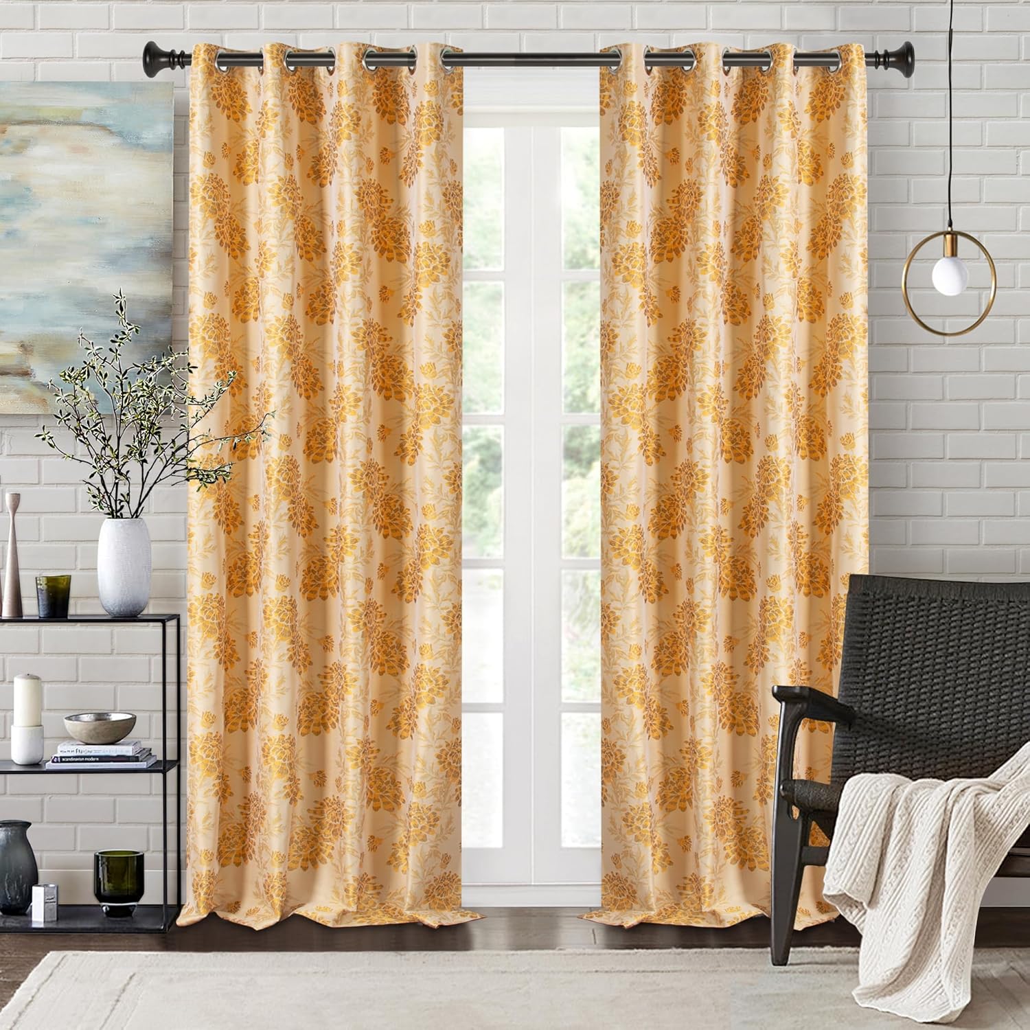 Deco Window Adjustable Curtain Rod for Windows 18 to 44 Inch (Pack of 1) Extendable Heavy Duty 1 Inch Iron Drapery Pole with Finials Wall Mounted French Door Curtain Rods (Bronze)