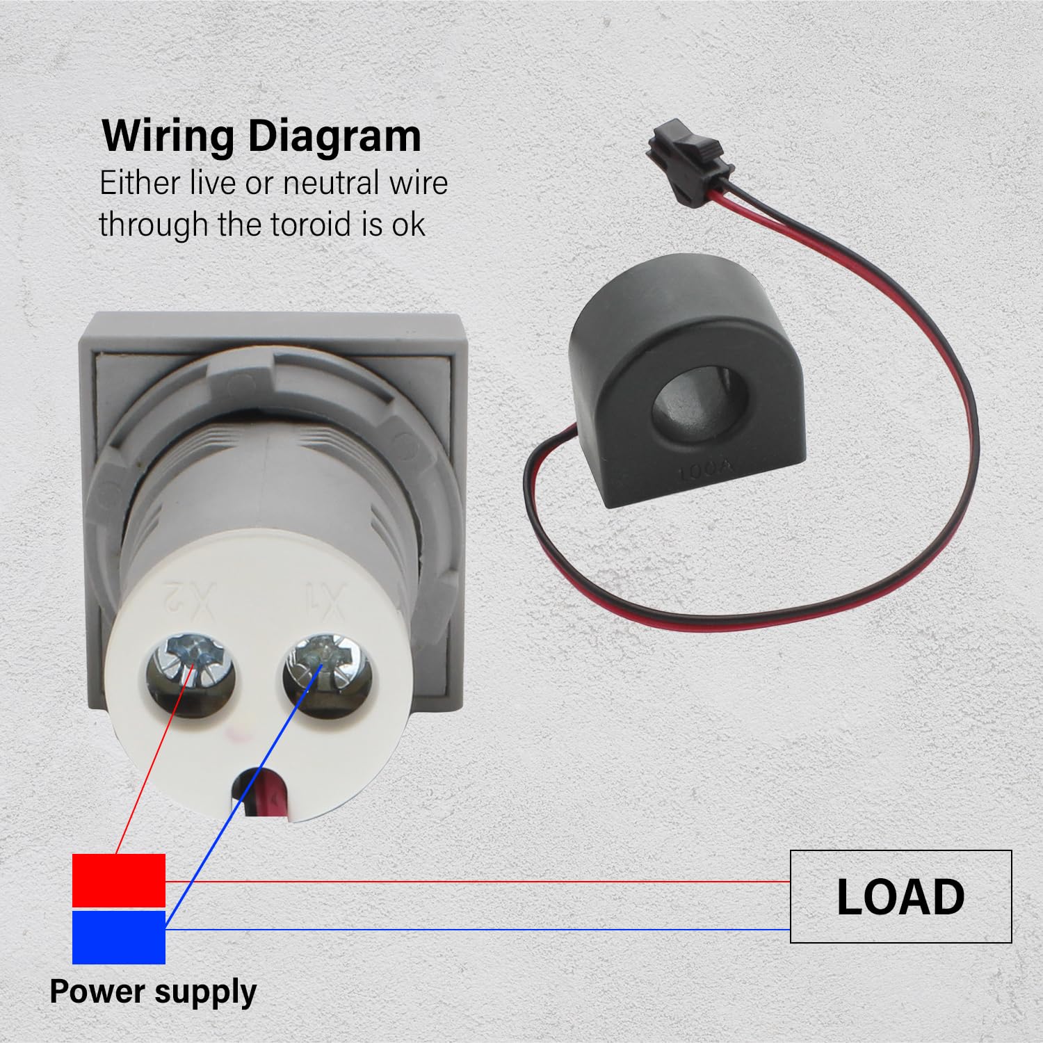 LED Voltage Display Panel Mount Volt Amp Meter, AD101-22VAMS 22mm Square Voltmeter and Ammeter, AC50-500V Voltage and 0-100A Current Meter, Grey (1 Pack)