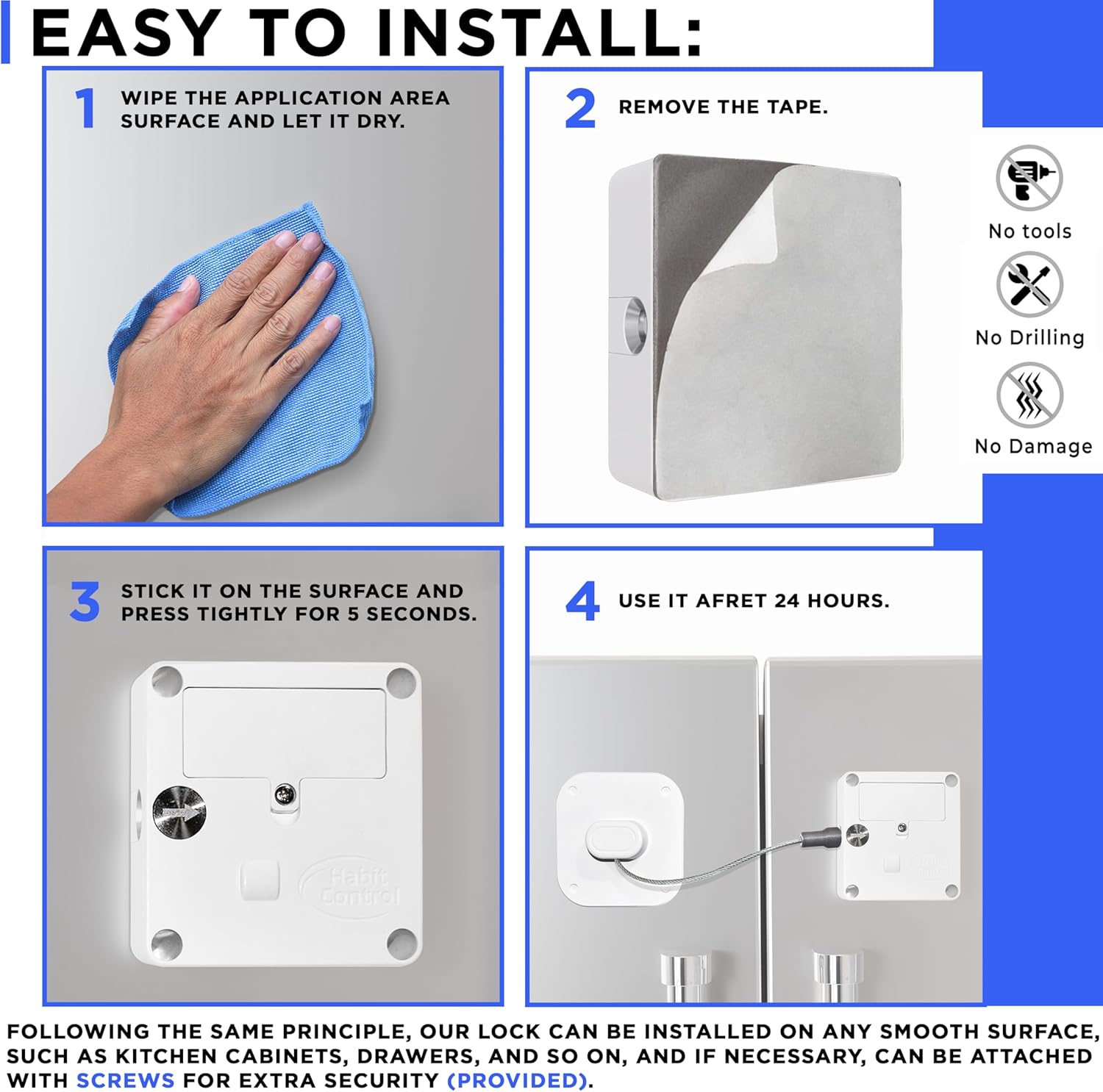 Bluetooth Lock for Fridge & Cabinets - Timed Lock Box to Reduce Access to Snacks, Food & Liquor - Smart App with Simple, Timer & Schedule Modes - Supports Focus & Healthy Habits