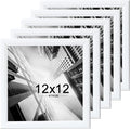 KTKDE 12x12 Picture Frame Set of 5, Wooden frames White, Wall Hanging Display, Best Square Photo Frame Studio Gallery for Photos, Posters & Art Prints
