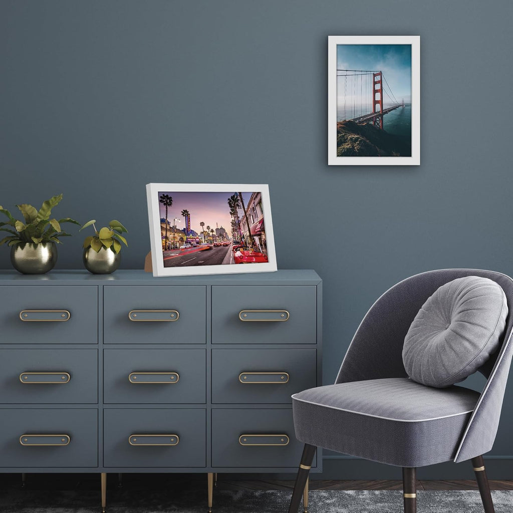 Americanflat 8x12 Picture Frame with Shatter-Resistant Glass - Signature Collection - Gallery-Style Frames Made of Engineered Wood - Photo Frame for Tabletop and Wall Display - White