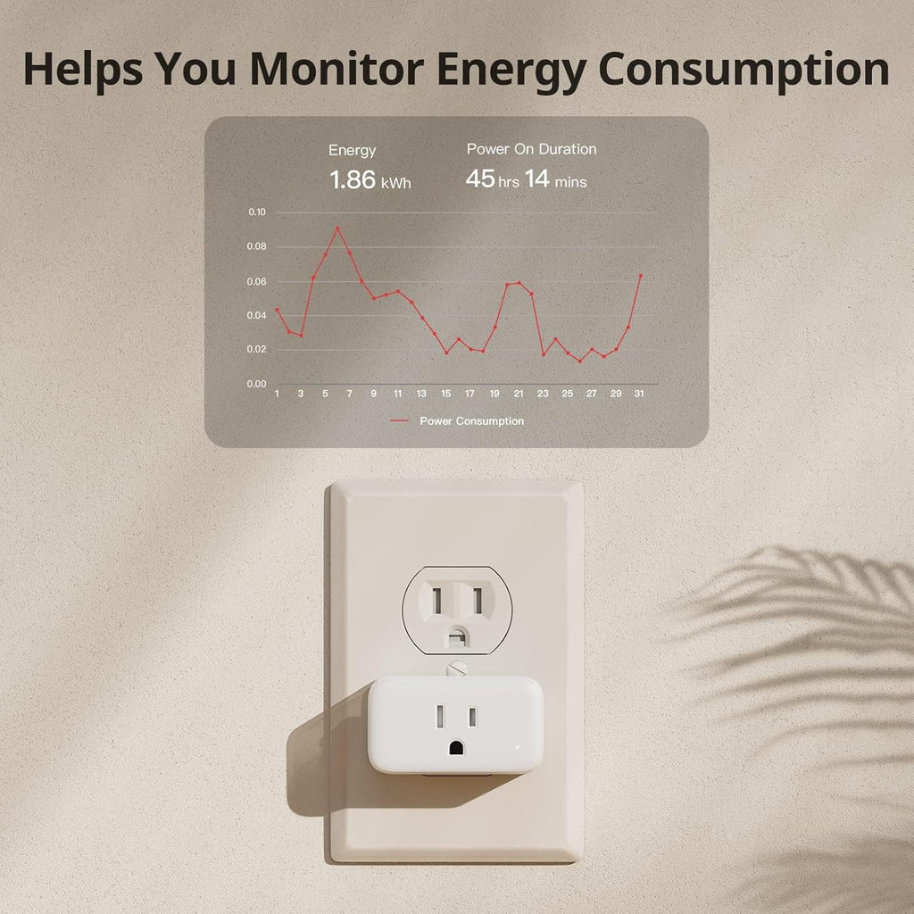【2025 New】 SwitchBot Smart Plug Mini 15A(4 Pack) with Remote, Energy Monitor, Smart Home WiFi(2.4GHz), Compatible with Alexa & Google Home, APP Remote Control & Timer Function, No Hub Required