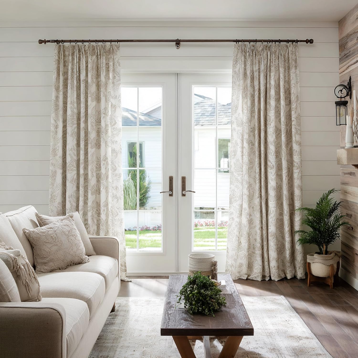 2 Pack Black walnut wood Grain Curtain Rods for Windows 72 to 144 Inches 1" Diameter Heavy Duty Window Curtain Rod Adjustable with Solid Finials for Living Room Bedroom Kitchen Farmhouse Outdoor