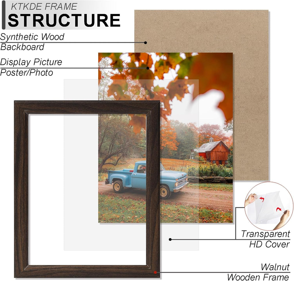 KTKDE Studio Gallery 20X30in Select Poster Frame Set of 3, Walnut Wooden frames Display Poster, Posters & Art Prints for Artwork Wall Vertical or Horizontal Display best gift