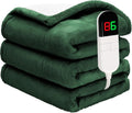 Heated Throw Blanket 50"×60" - Premium Cosy Soft Electric Blanket with 6 Heating Levels,Fast Heating Flannel Sherpa Blanket for Bed & Couch - Auto Shut Off/Machine Washable (Green)
