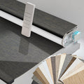 Persilux Smart Motorized Blinds with Remote, No Drill Automatic Roller Shades for Indoor Windows, Blackout Linen Fabric, Electric Blinds for Windows, Weave Blend Coal C162BO-8, Custom Size