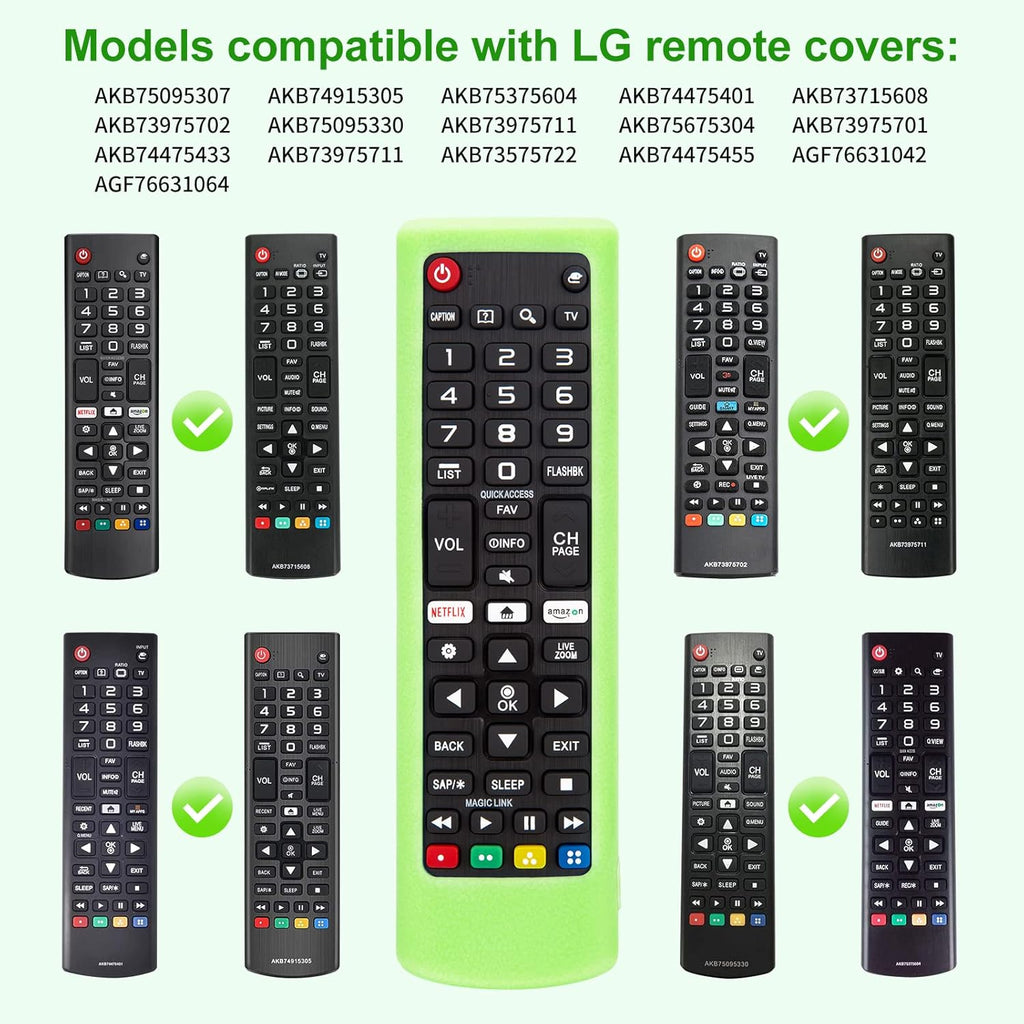 Silicone Protective Case for LG-TV-Remote Glow in The Dark, Remote Cover for LG Smart TV AKB75095307 AKB75375604 AKB74915305(Luminous Green + Blue)【2 Pack】