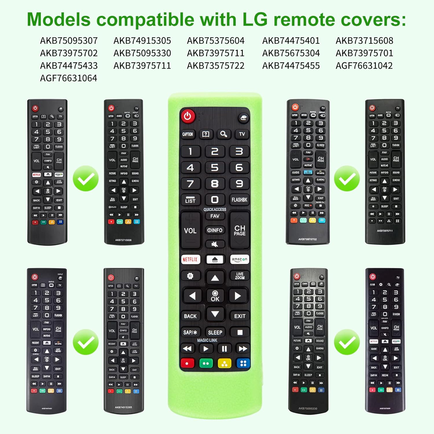 Silicone Protective Case for LG-TV-Remote Glow in The Dark, Remote Cover for LG Smart TV AKB75095307 AKB75375604 AKB74915305(Luminous Green + Blue)【2 Pack】