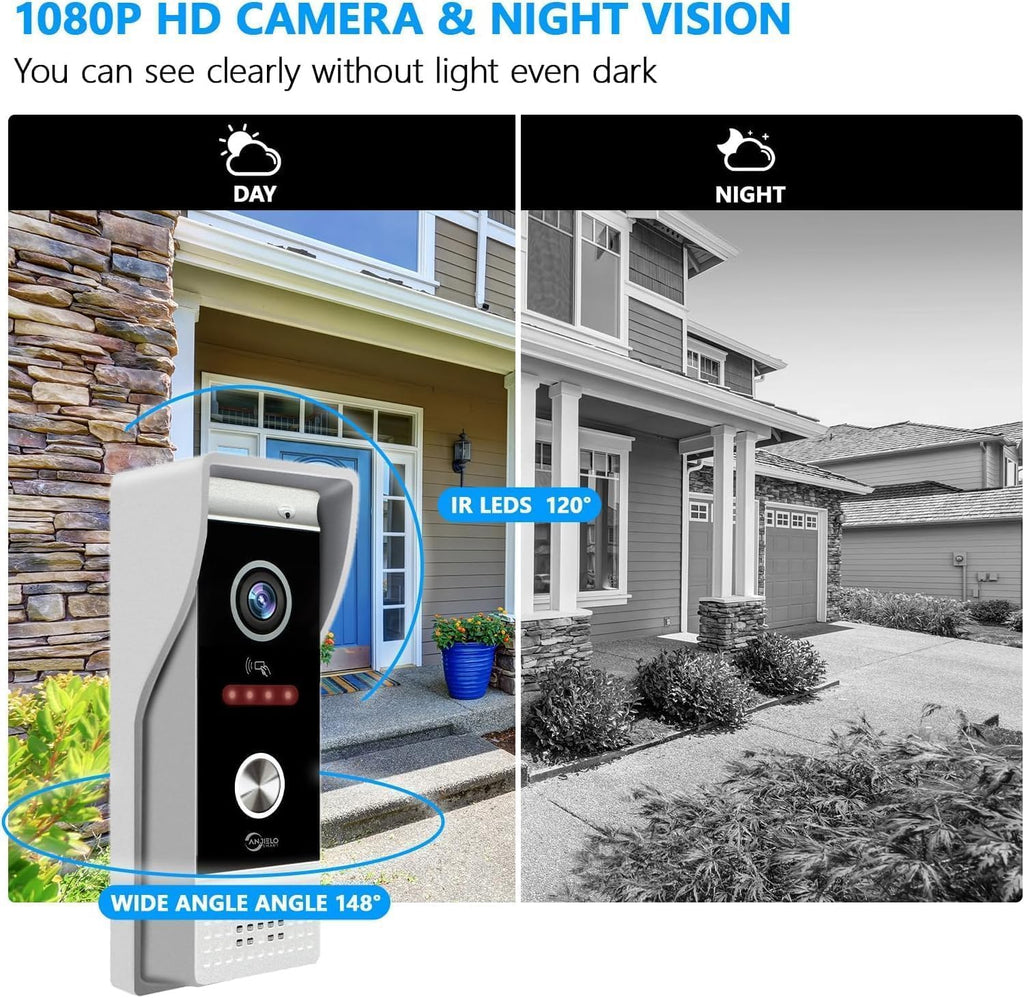 WiFi Video Intercom System Doorbell with Camera,1080P Touch Screen Monitor,Ring Doorbell Camera,Support Night Vision Remote Unlock Dual-Way Intercom for Home Security System (1 BELL+ 1 MONITOR)
