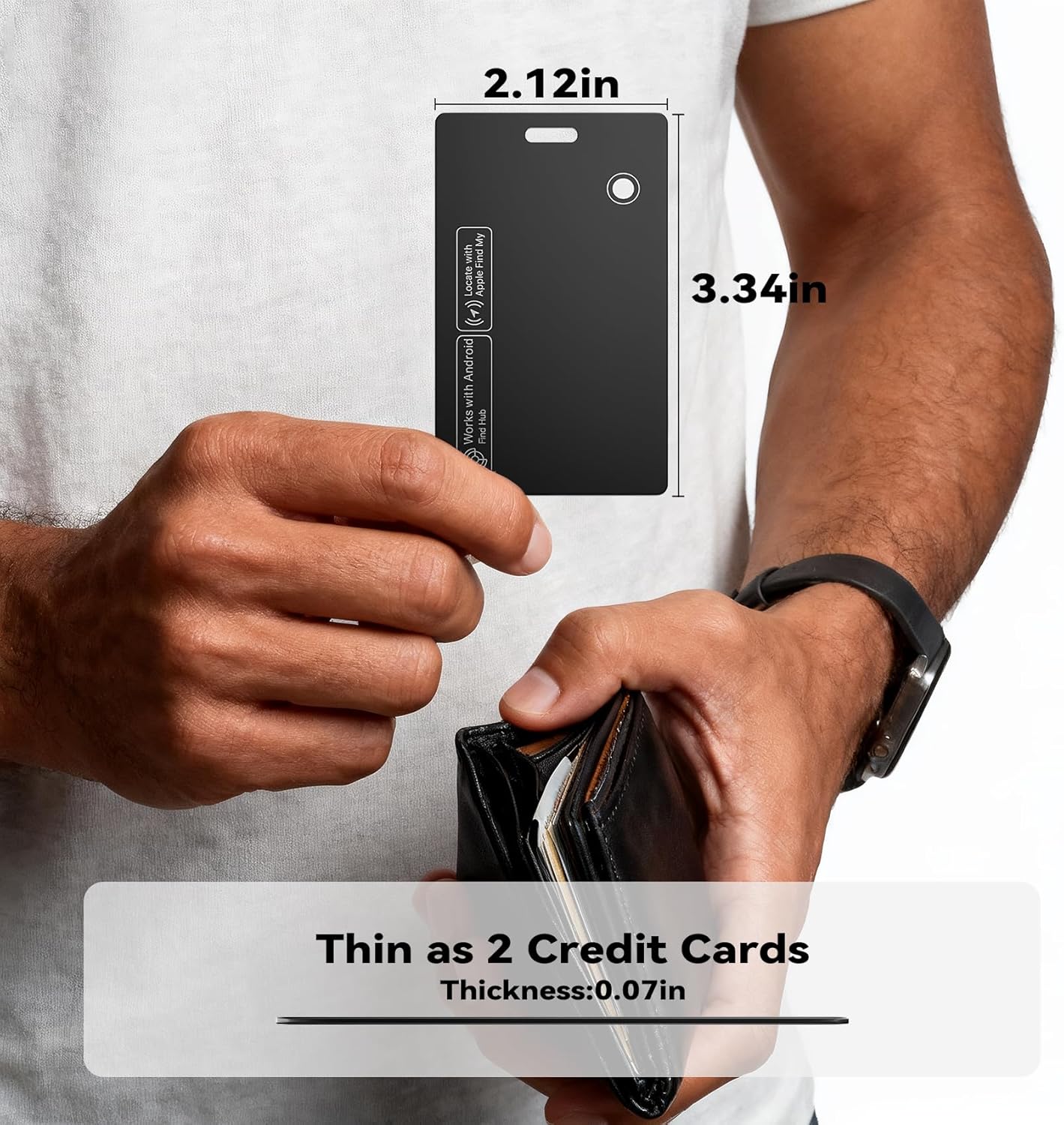 [2025 New] Wallet Tracker Card, Certifed by Apple Find My & Google's Find Hub, Android airtag, Item Locator, Credit Card Size Tracker, Card Holder Tracker, Keys, Bags (Black, 1 Pack)