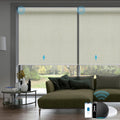 SmartWings Motorized Smart Blinds with Remote, Custom Automatic 100% Blackout Roller Shade Compatible with Alexa/Homekit/Google, Electric Smart Blinds for Indoor Windows, Vigor Cream