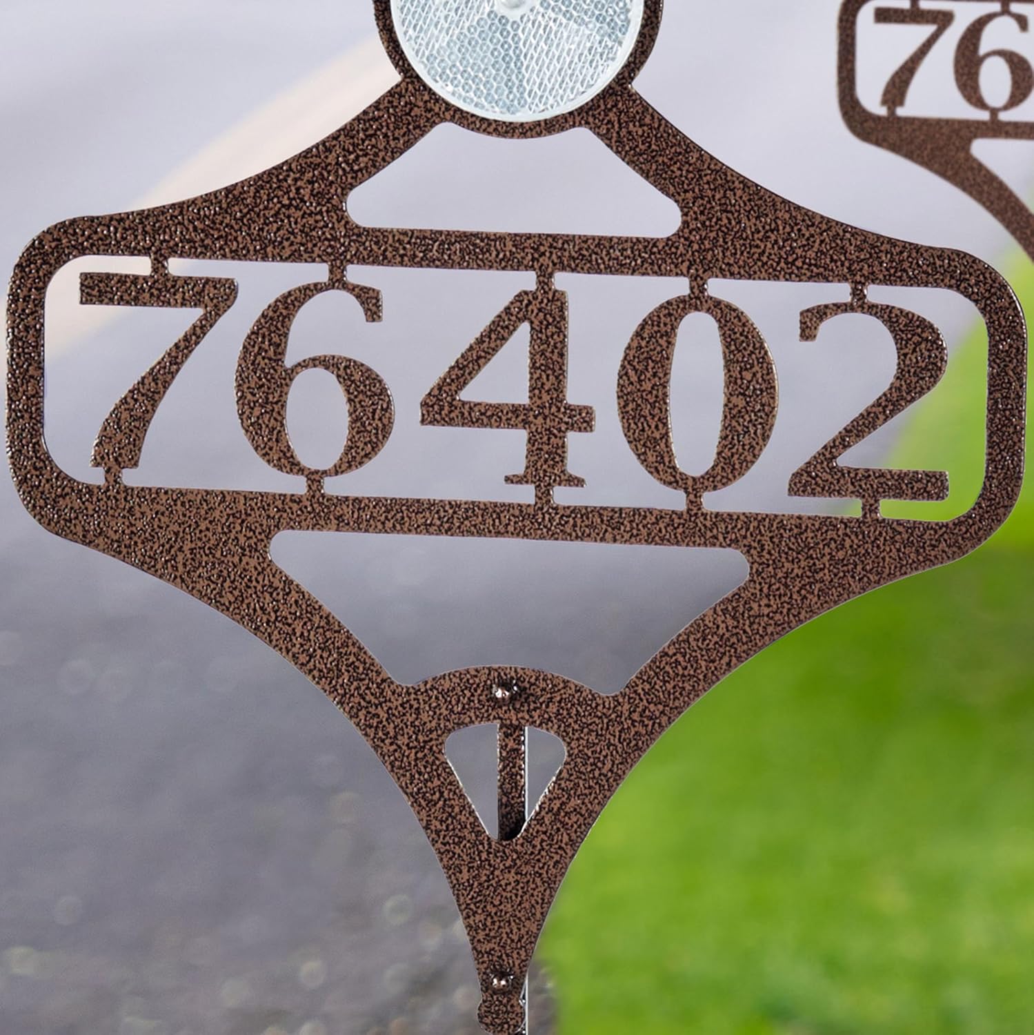 Touch of Class Pathways Custom Address Sign Reflective Driveway Marker Stake Set of Two | Personalized with 1-5 House Numbers or Name | Tall Reflector Set of 2 | Weathered Bronze Durable Finish