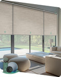 Yoolax Smart Coupled Roller Shades Compatible with Alexa Google, Motorized Blinds with Remote Blackout Coupled Roller Shades for X-Large Windows, Custom Size (XL Coupled-Jacquard Coffee)