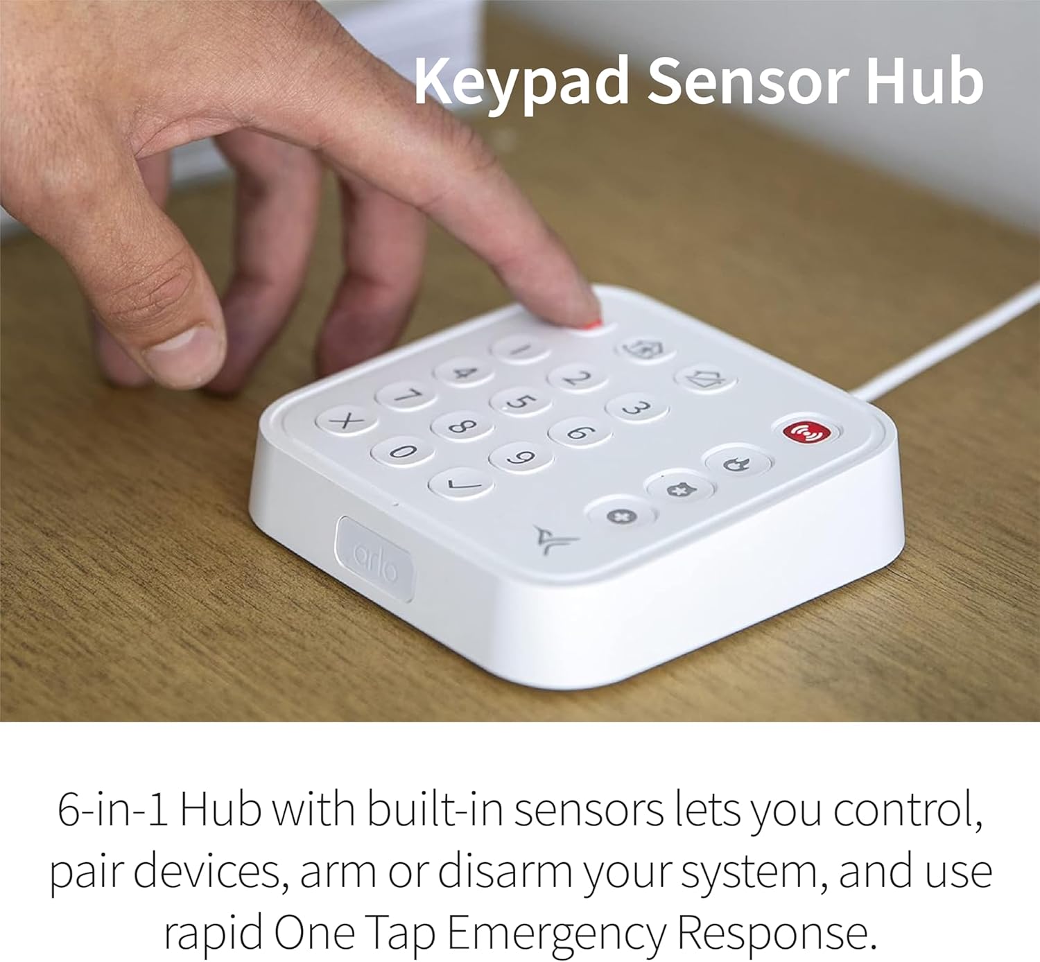 Arlo Home Security System - Wired Keypad Sensor Hub, (2) 8-in-1 Sensors, 24/7 Professional Monitoring + Outdoor 2K (1 Cam) + Bundle - No Contract Required, Alarm System for Home Security