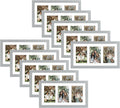 Golden State Art, Set of 10, 9x18 Grey Wood Frame - White Mat for Three 5x7 Pictures - Sawtooth Hangers- Swivel Tabs - Wall Mounting - Landscape/Portrait - Real Glass - Collage Frame