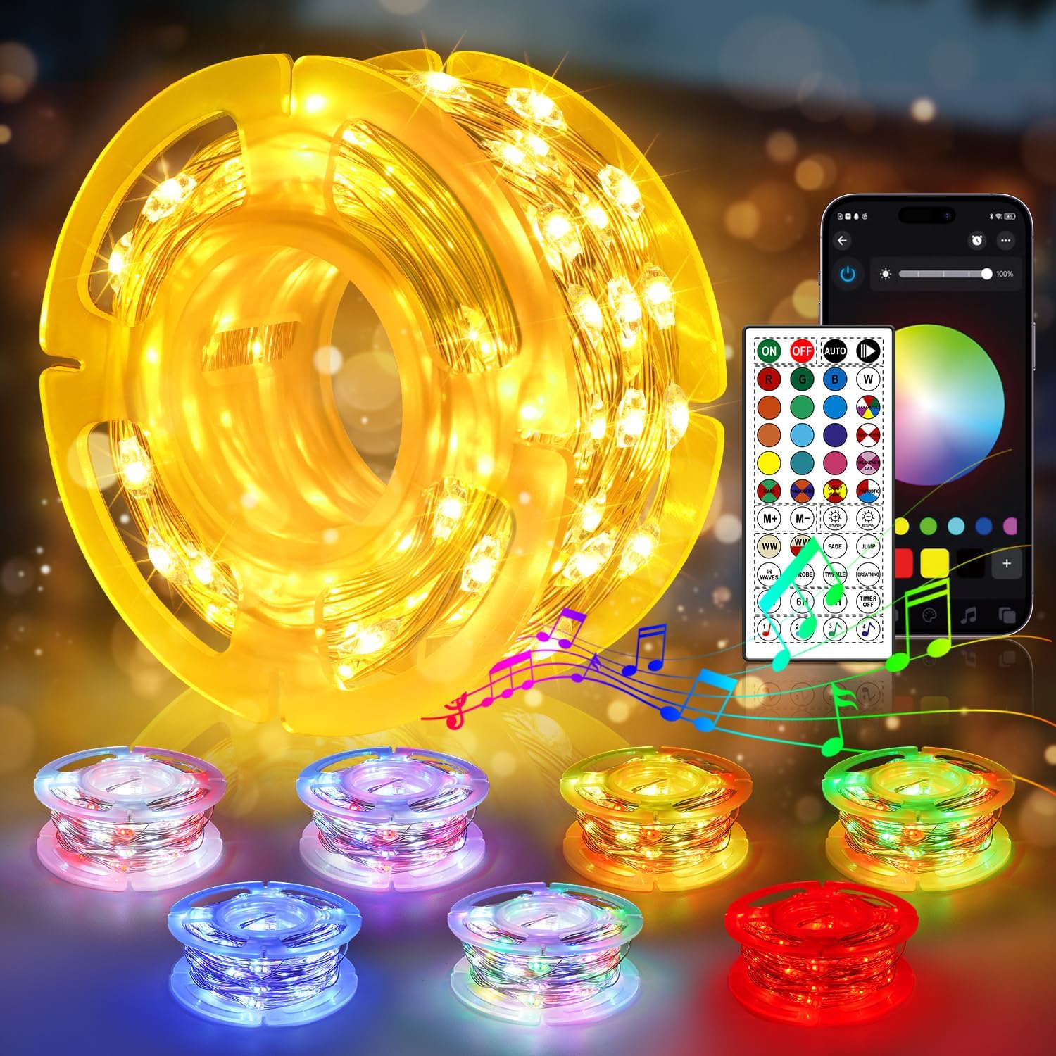 OMIKA 100FT 300 LED Smart Fairy Lights, Plug in String Lights with APP & Remote Control DIY Music Sync, Warm White & Color Changing Christmas Lights for Outdoor Indoor Bedroom Party Dorm Decoration
