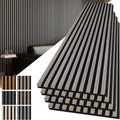 Art3d 4-Pack 108" x 12" Acoustic Wood Panels for Wall, Soundproof Wood Slat Panel for Wall and Ceiling, 3D Fluted Sound Absorbing Paneling for Interior Wall Decor, Living Room, Bedroom - Smoky Oak