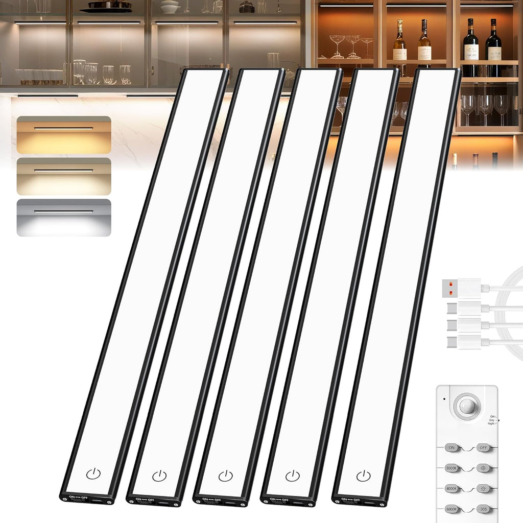 Under Cabinet Lighting,134 LED Cordless Motion Sensor Light Indoor, Rechargeable Closet Lights Battery Operated,Dimmable & 3 Color Temps,Magnetic Under Counter Lights for Kitchen, Closet (40CM,5Pack)