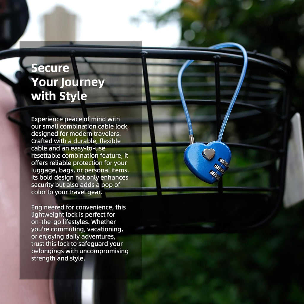 3 Digit Combination Lock, Thin Cable Lock with Code, Cable Padlock Combination, for Travel Essentials, Luggage, Helmet, Stroller, Wardrobe Closet, French Refrigerator Door, Pool Gate