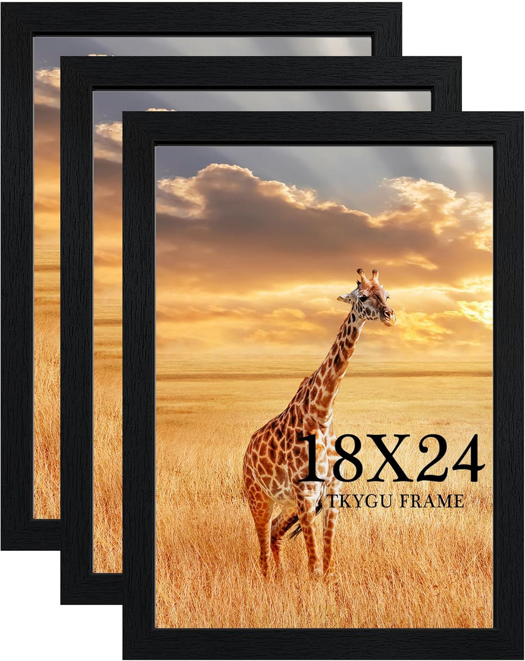 18x24 Poster Frame Black Set of 3, Woodgrain Frame for 18x24 Inch Studio Gallery with Durable Shatter Resistant Plexiglass,Wall Gallery Photos frame 24 by 18 Posters & Art Prints for best gift