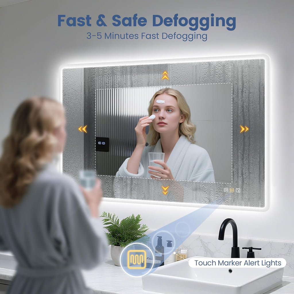 STARLEAD 20"x28" LED-Bathroom-Mirror-with-Lights, Wall-Mounted with Bluetooth Speaker, Anti-Fog, 3 Color Temperature, Dimmable Brightness, Waterproof, Tempered Glass, Frontlit & Backlit
