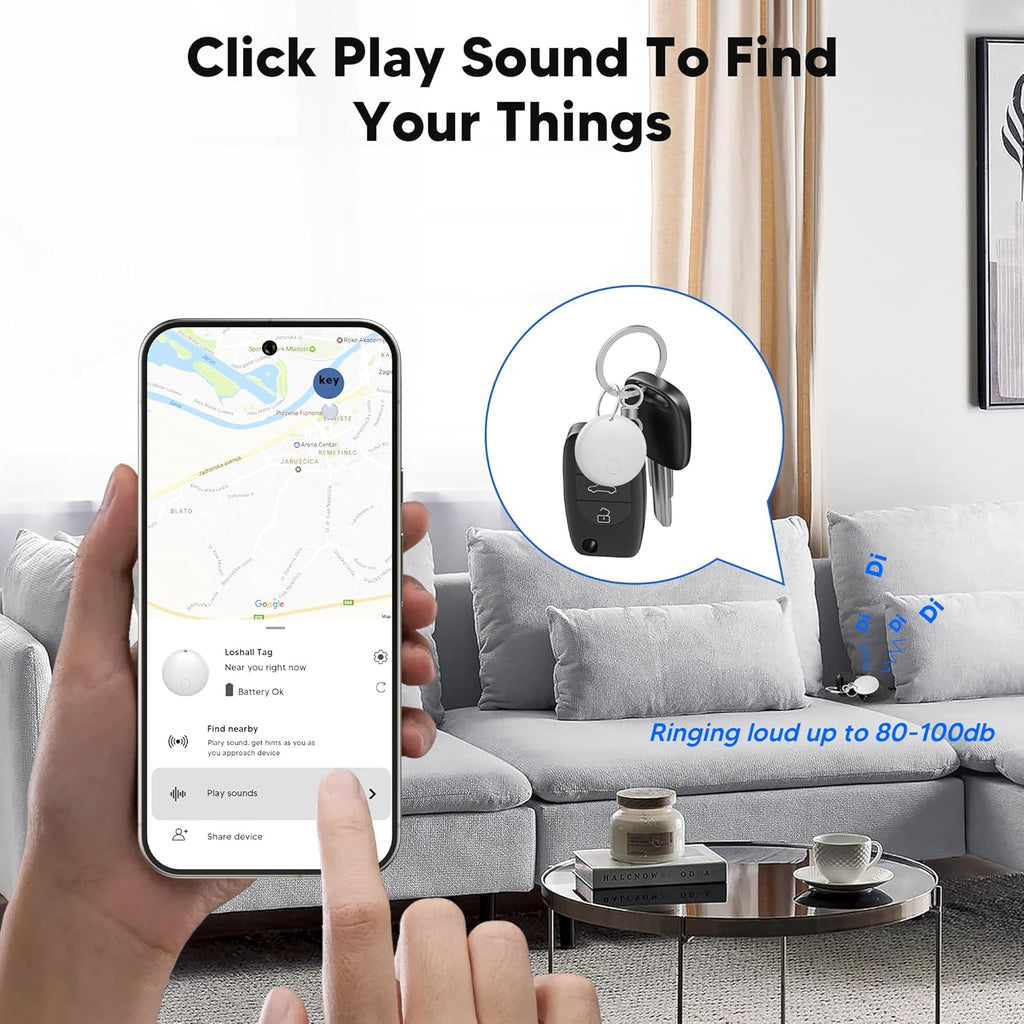 Air Tracker Tag for Android Smart Tag（Not for iOS） Tags-4 Pack Android Work with Google Find Hub App Key Finder Bluetooth Tracker Item Locator for Keys, Luggage, Backpack, etc. (White, 2 Pack)