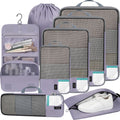 BAGAIL 4 Set/6 Set/8 Set Compression Packing Cubes Travel Accessories Expandable Packing Organizers(HalfMesh,8-Dusty Purple)
