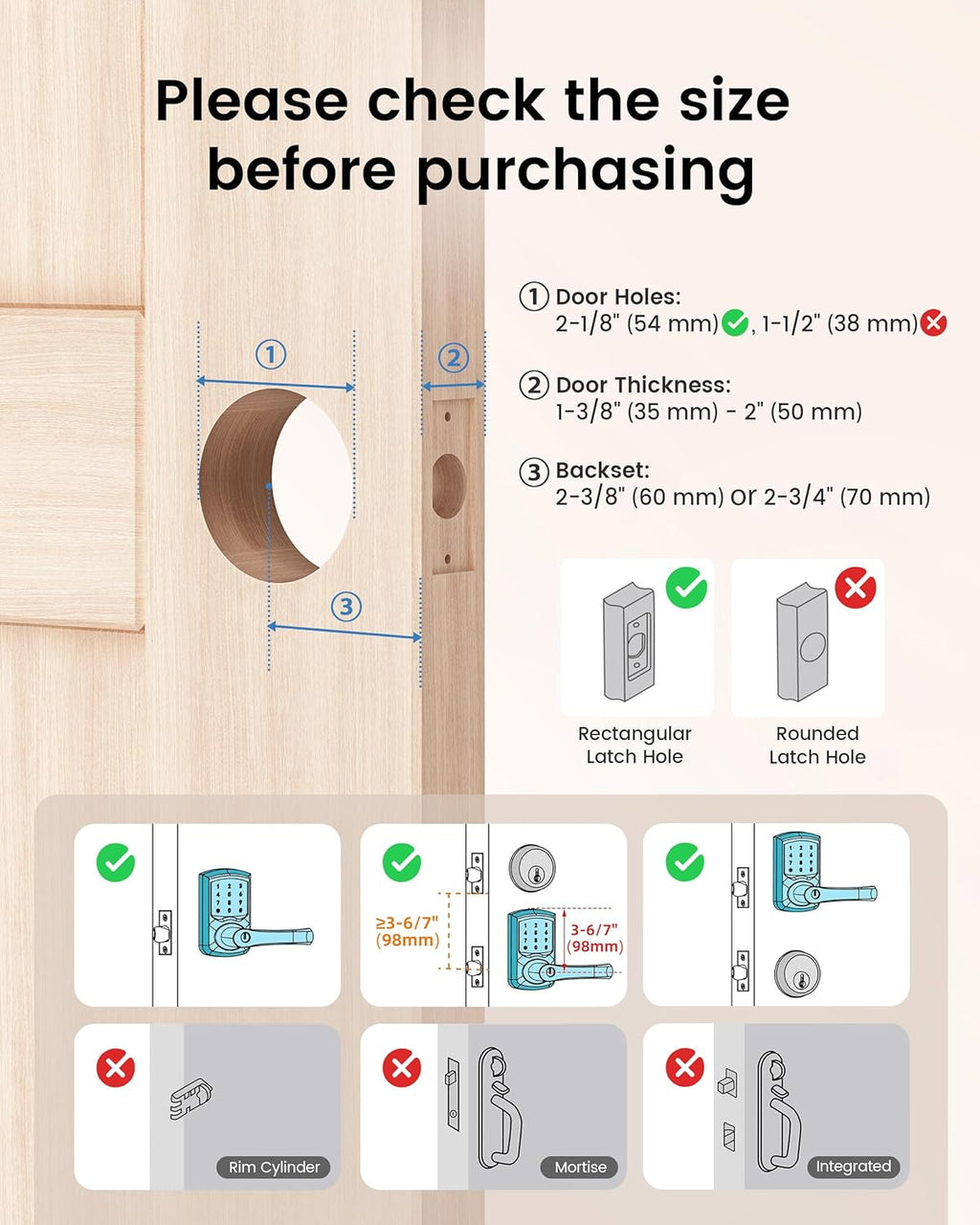 HIDALIFE Keyless Entry Door Lock with Keypad and Handle for Front Doors, Touchscreen Electronic Door Lock, Anti-peep Password, Auto-Locking, Matte Black