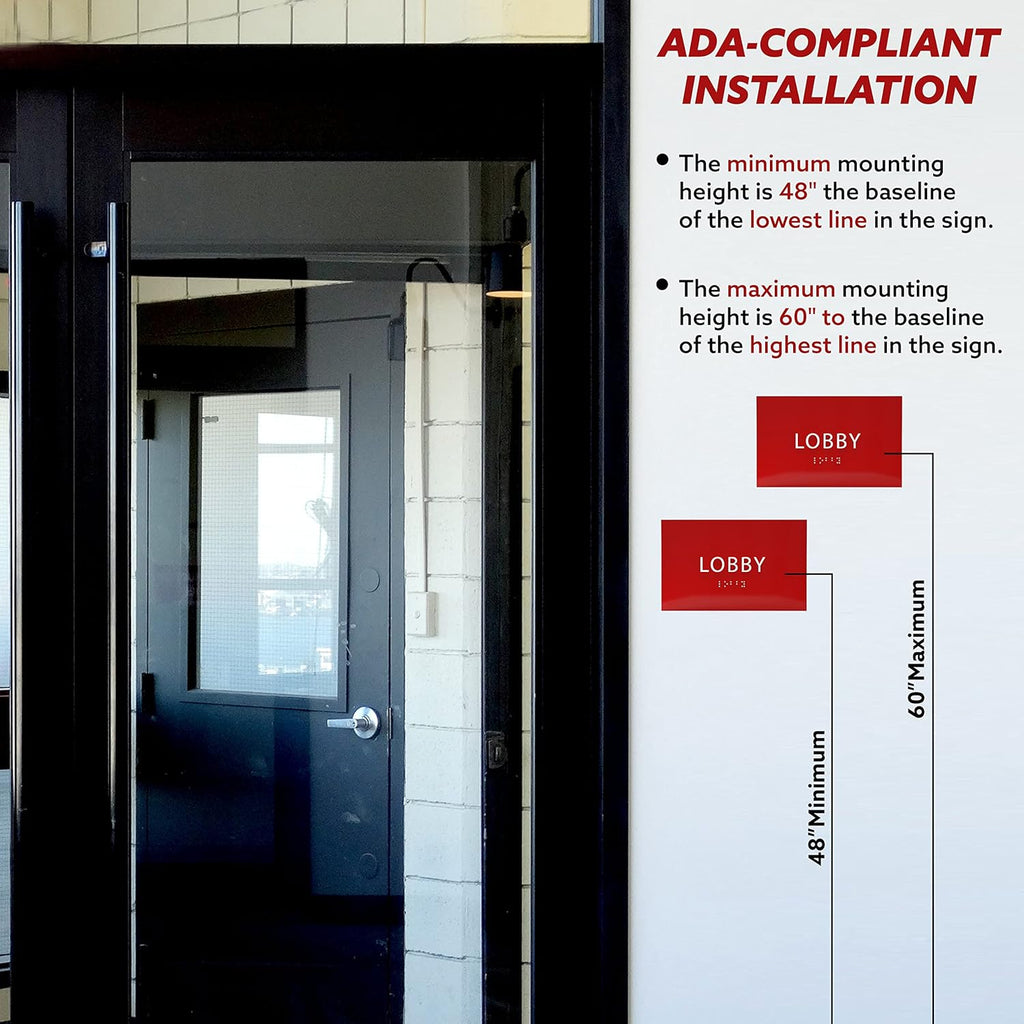 6" X4" Lobby Sign - Tactile Graphics Grade 2 Braille Text Reception Area Sign| Utility ADA Compliant Wall Mount Plastic Signs For Hospital, Offices, Businesses & Apartments