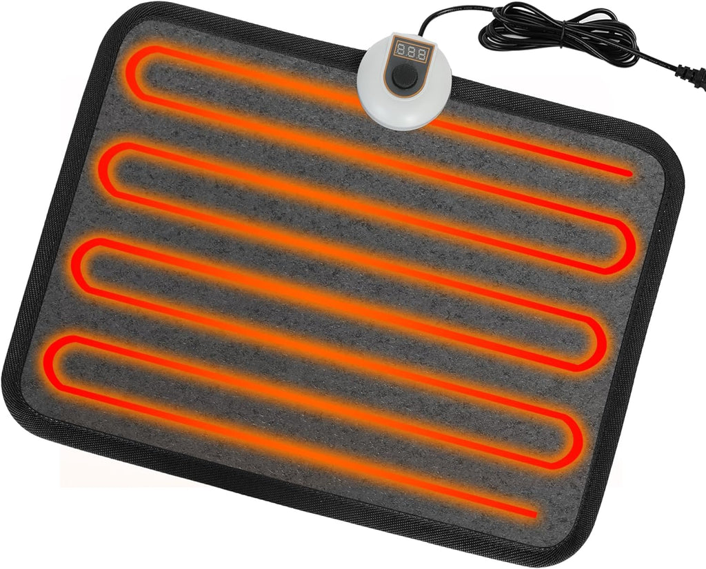 Heated Floor Mat Under Desk for Foot Warmer - 7 Temp Settings & 55w Heating Pad - Heated Feet Rest for Home Office Desk,Energy Saving Feet Warmers for Home/Work/Office - Black