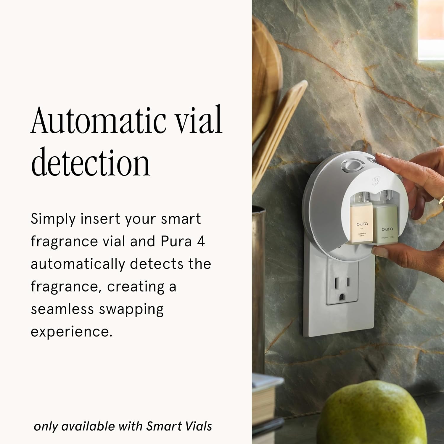 Pura - Smart Home Fragrance Device Starter Set - Pura 4 - Scent Diffuser for Home - Includes Fragrance Aroma Diffuser - Square Box, Apple Orchards and Lavender Fields Scent Refills