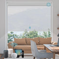 SmartWings Motorized Smart Blinds for Windows in Light Filtering, Electric Remote Roller Shades Compatible with Alexa/Google Home/Homekit, Custom Up to 110”W x 148”H, 5% Openness Aventus White Grey