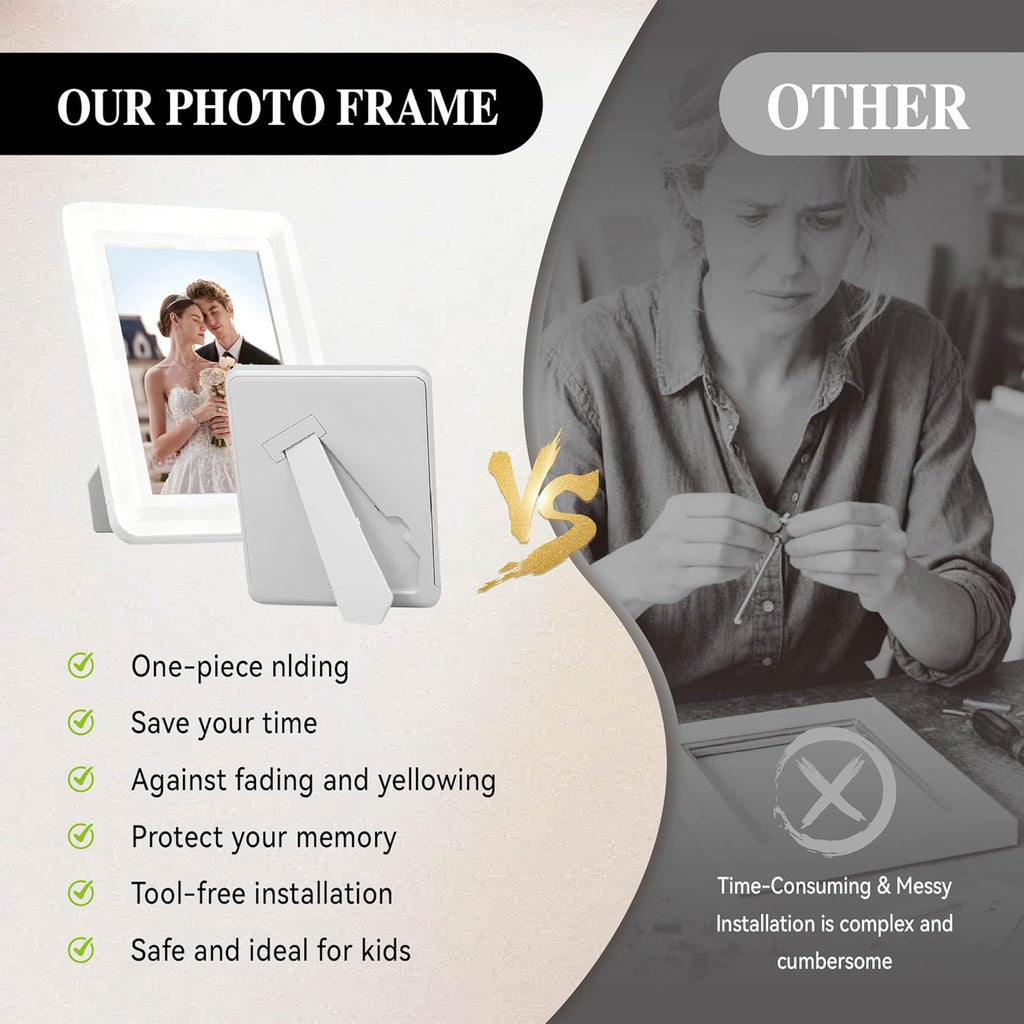 White 5x7 Picture Frame with Acrylic Front, ABS Frame for 5x7 or 4x6 Photos, Shatterproof UV-Resistant Tabletop Photo Frame, Vertical/Horizontal Display for Home Décor