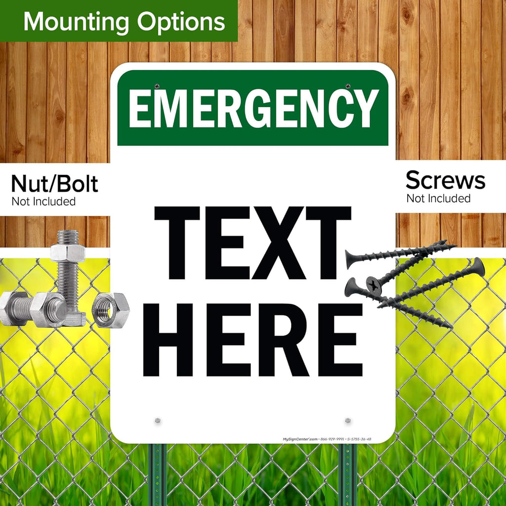 Custom Emergency Sign, OSHA Sign, 36x48 Inches, Rust Free DiBound, Fade Resistant, Made in USA by My Sign Center