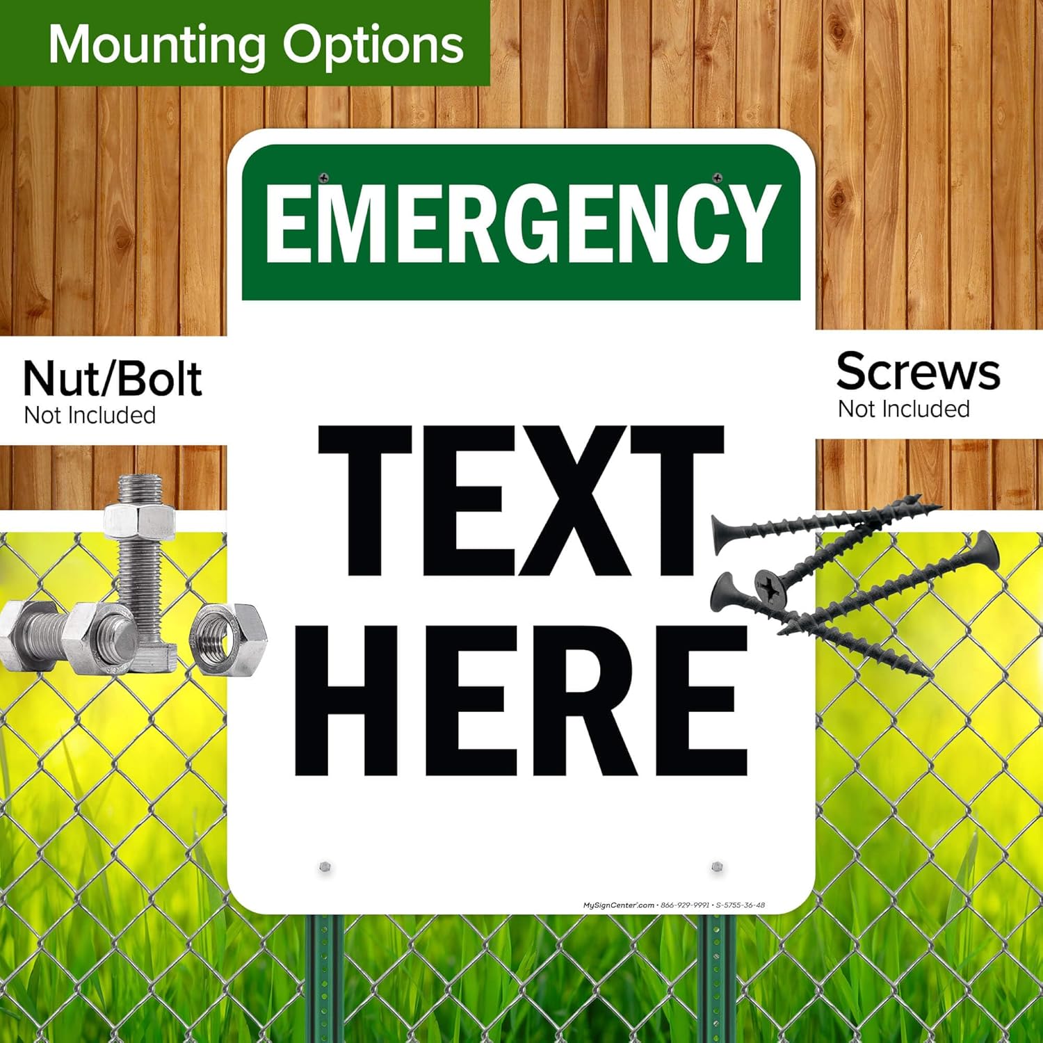 Custom Emergency Sign, OSHA Sign, 36x48 Inches, Rust Free DiBound, Fade Resistant, Made in USA by My Sign Center