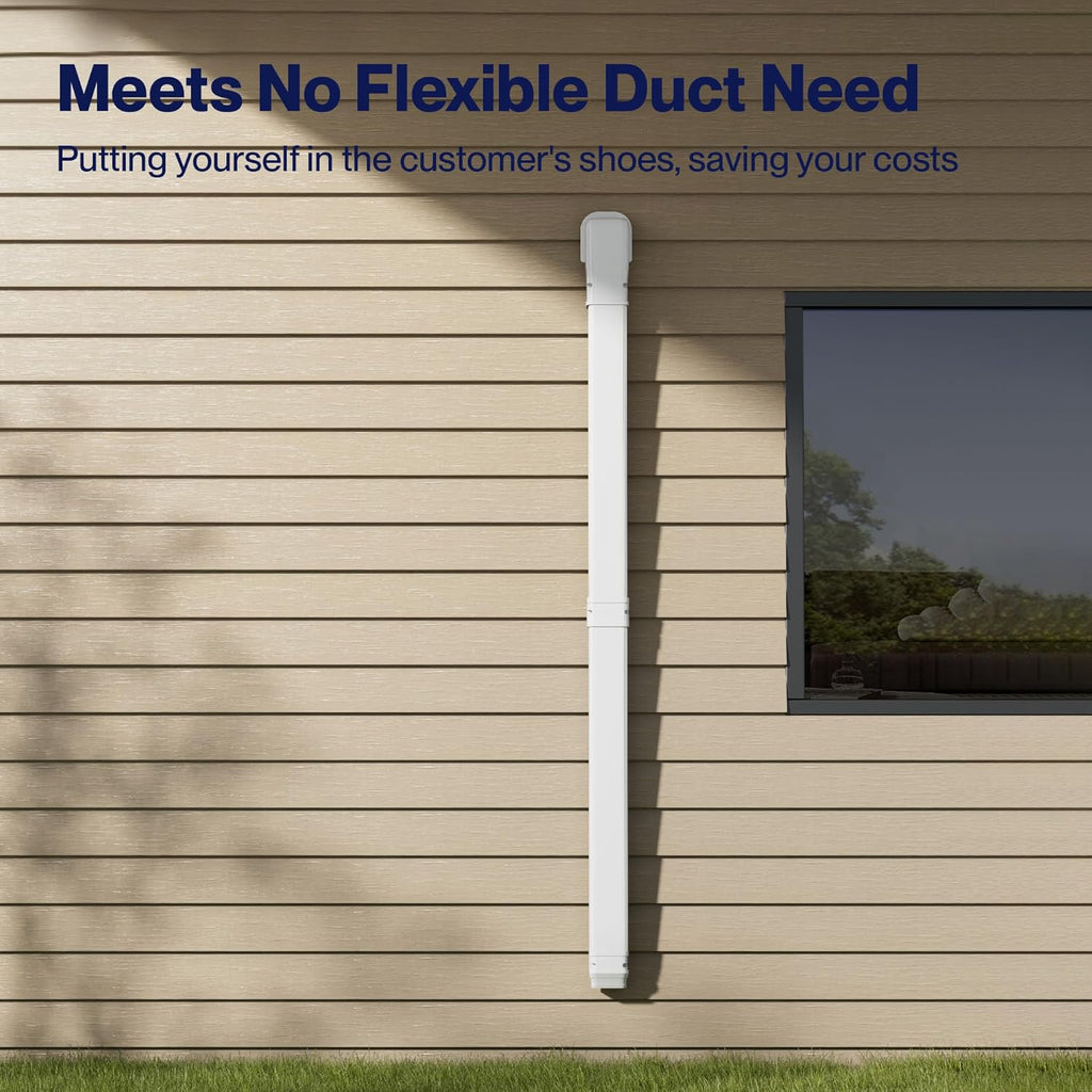 Della 4" 7.5 Ft Mini Split Line Set Cover, Decorative PVC Lineset Cover Kit, Paintable for Air Conditioner, Central AC, HAVC & Heat Pumps Systems Tubing Cover, White
