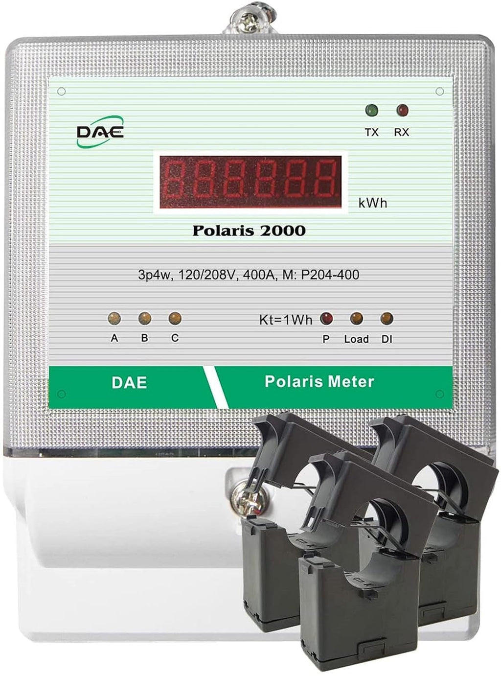 DAE P204-400 KIT, 400A, UL kWh Smart Submeter, 3 Phase, 120/208V, 3 Split Core CTs (Inner Dia. 1.38 inch)