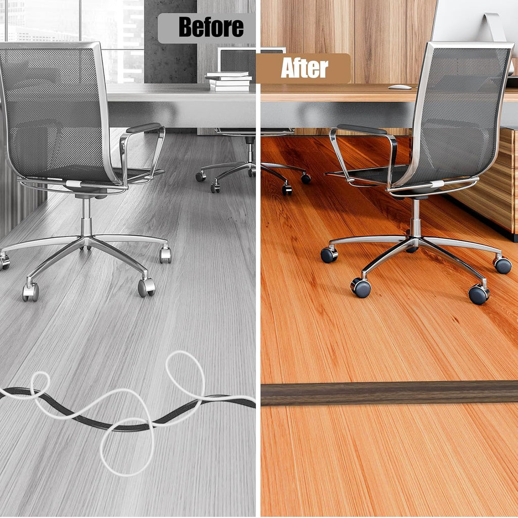 Floor Cord Cover Self Adhesive Cord Hider,3.3FT Cable Management, Extension Strip Protector for Wires, Prevent Cable Trips for Offices, Gyms, Exhibitions Cavity:0.39"(W) x 0.27"(H) Wood Walnut