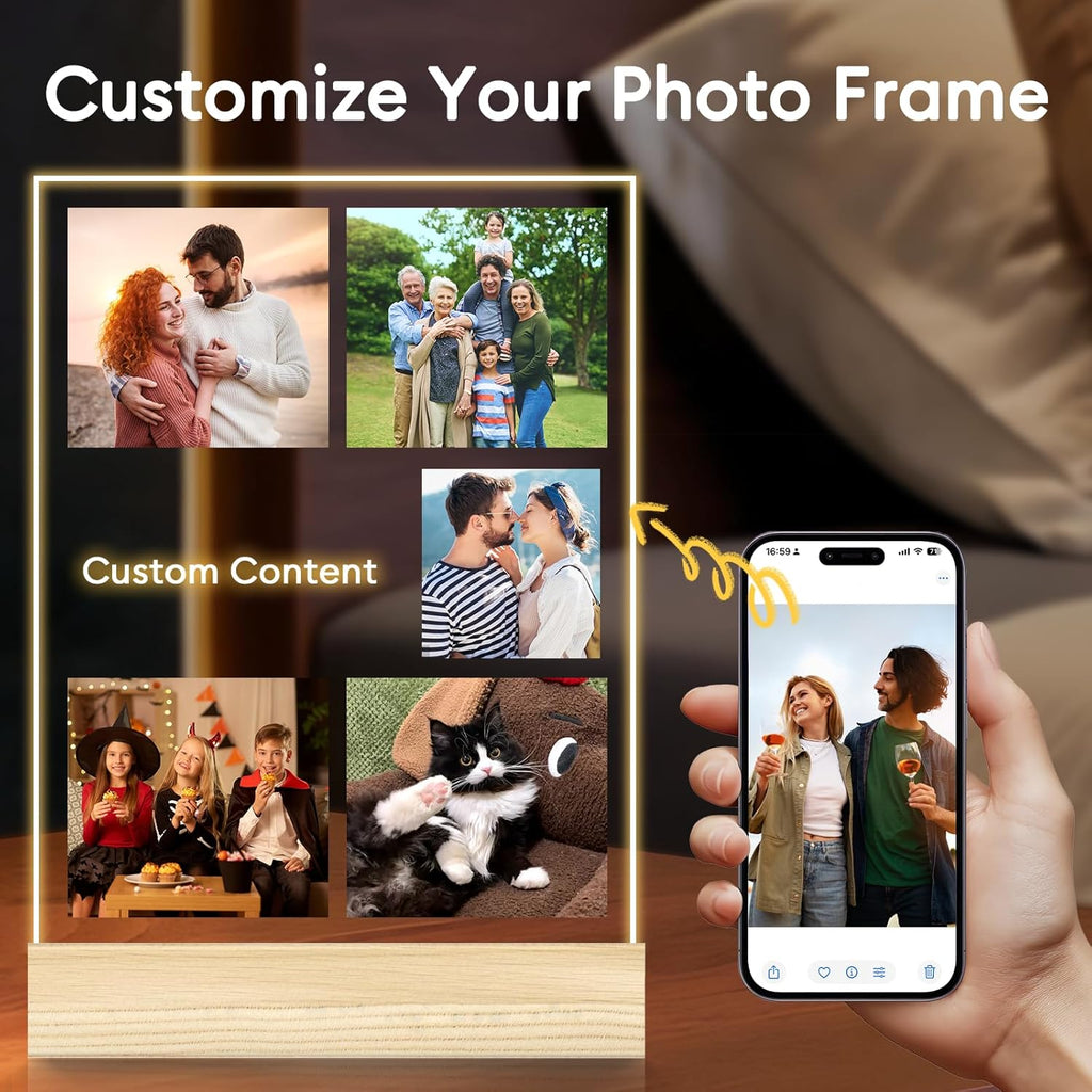 Personalized Picture Frame, Custom Tabletop Photo Frame with Light, Customized Gift for Mom/Father/Kid/Friend/Pet - Birthday, Valentine’s Day, Mother's Day, Father's Day, Christmas (R01)