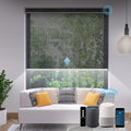 SmartWings Motorized Light Filtering Shades, Work with Matter Homekit Z-Wave Zigbee Alexa Google, 50% Blackout PVC Free Smart Blinds for Windows Cordless Window Shades with Remote Customized, Black