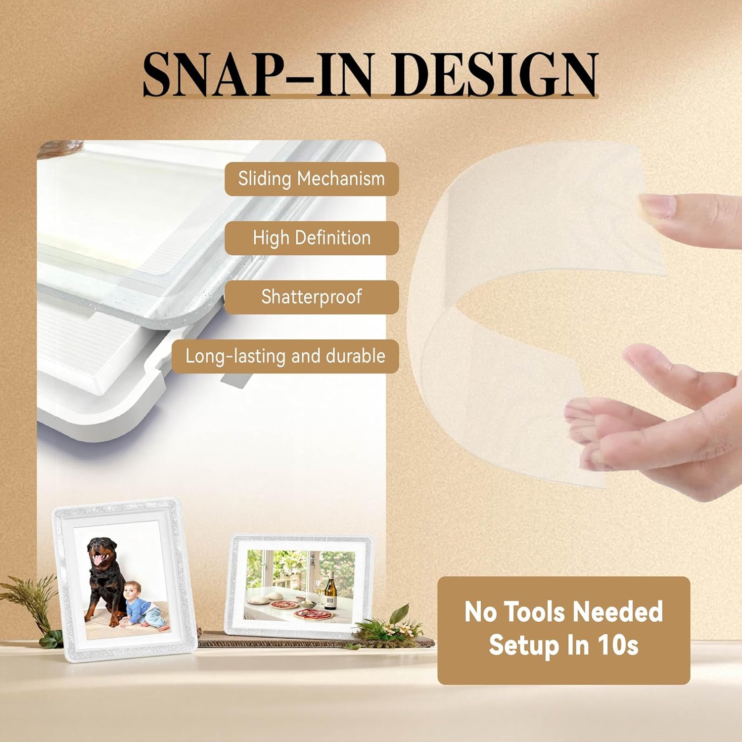 5x7 Picture Frame, Clear Acrylic Photo Frame with White Mat for 4x6 Photos, One-Piece Shatterproof Tool-Free Design, UV-Resistant Waterproof Tabletop Frame for Home Office Decor with 10-Year Warranty
