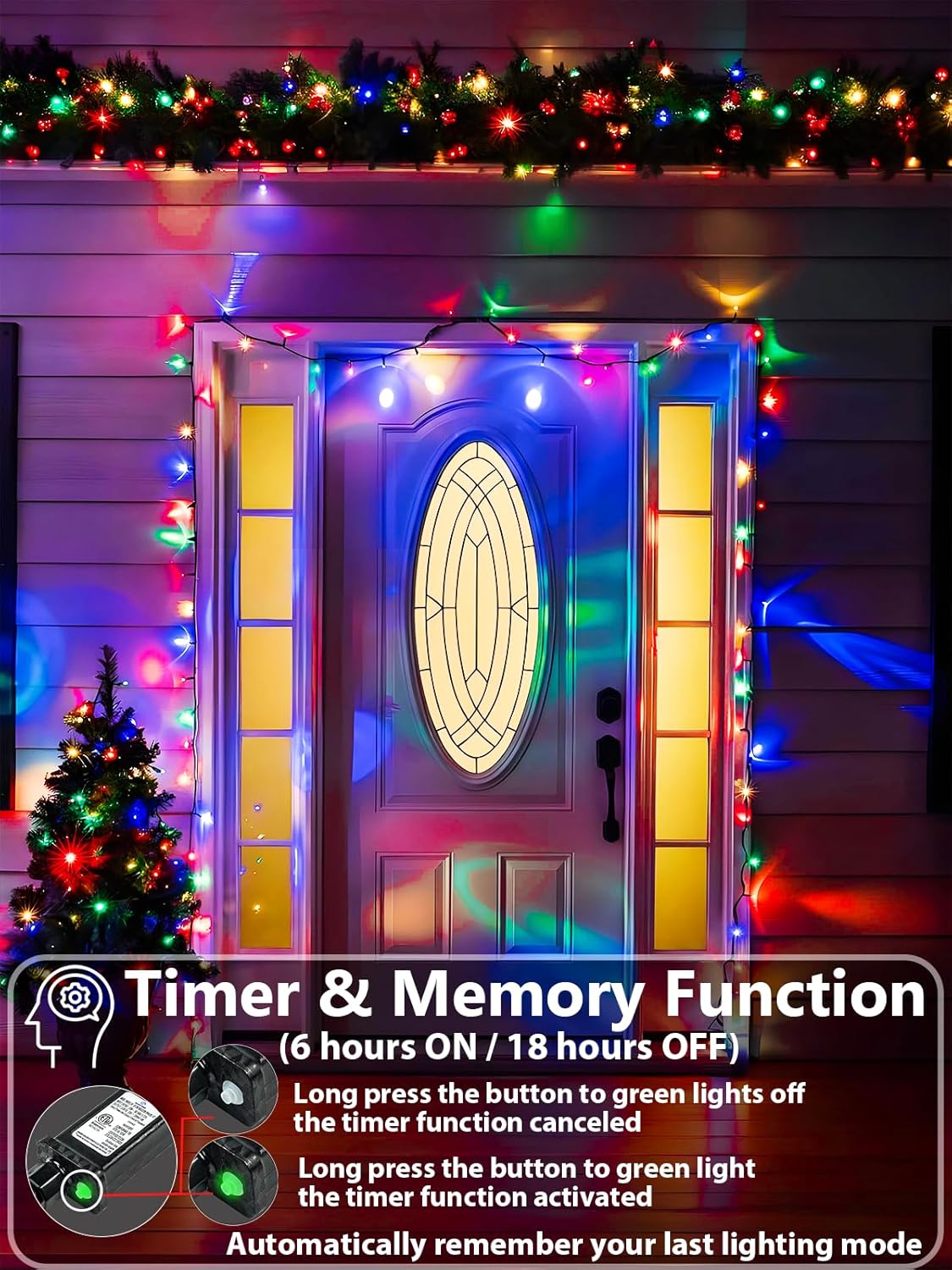 1000 LED Multicolored Christmas Lights Indoor Outdoor, Super Long 330 FT Green Wire String Lights with Memory & Timer & 8 Modes, Waterproof Fairy Light for Xmas Tree Party Yard Garden Christmas Decor