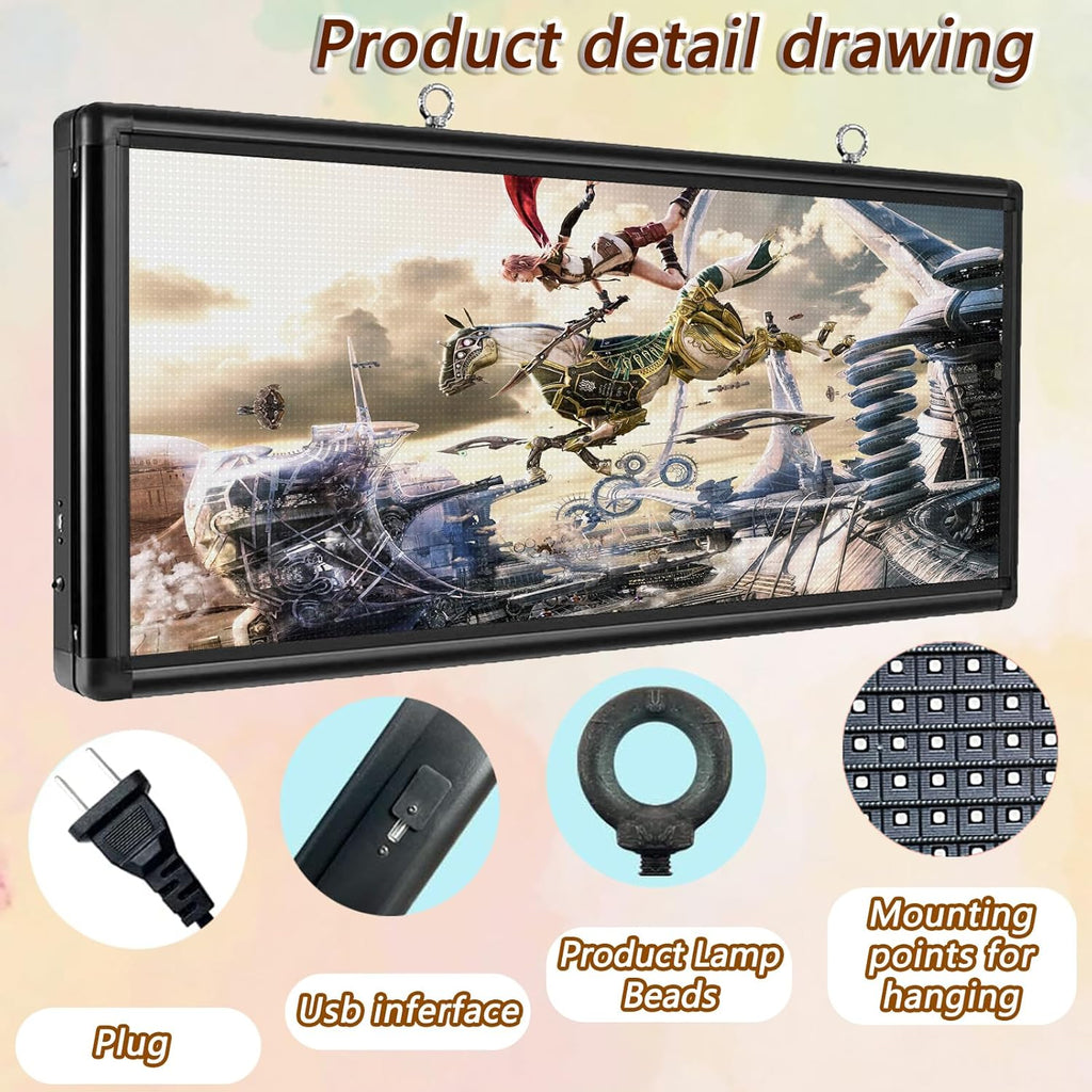 P6 Outdoor LED Scrolling Sign 40x18 inch - WiFi and USB Programmable LED Sign Advertising Display with HD Scrolling Text, Images & Video for Business