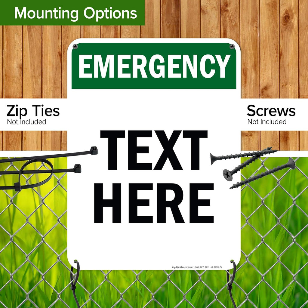 Custom Emergency Sign, OSHA Sign, 18x24 Inches, 55 mil thick HDPE (high density polyethylene), Made in USA by My Sign Center